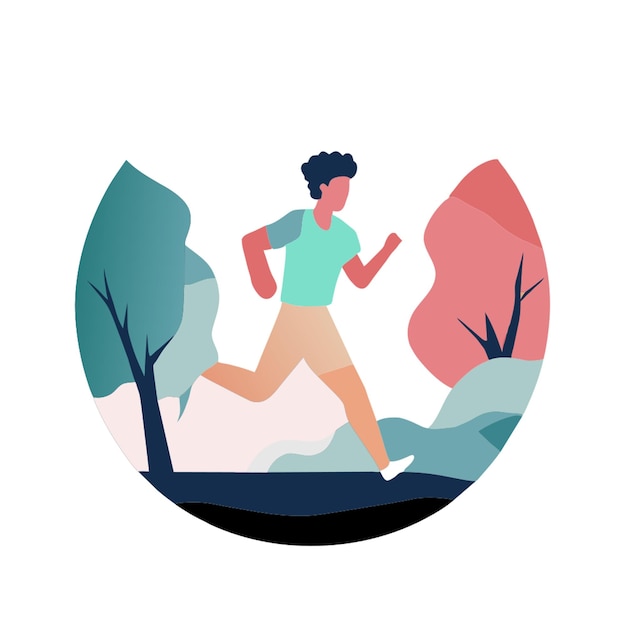 man who is runinng in forest vector illustration