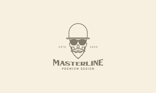 Man with beard and sunglasses line hipster  logo symbol icon vector graphic design illustration