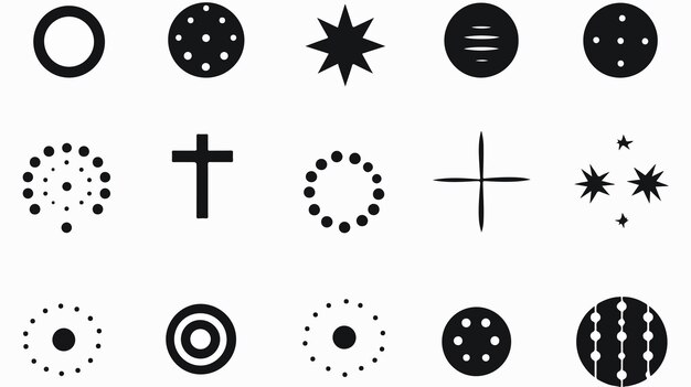 Vector manuscript marks of crosses and circles isolated