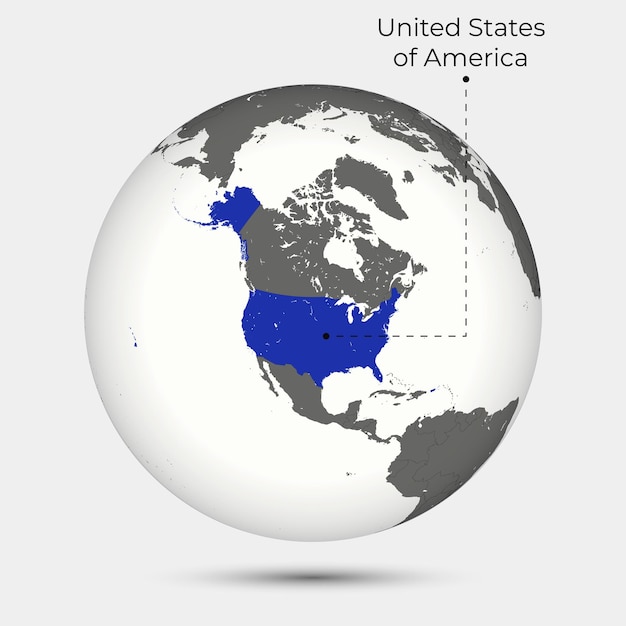 Vector map of usa with position on the globe