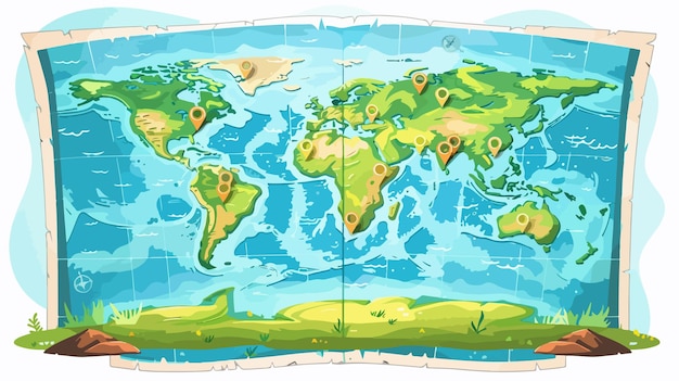 Vector a map of the world with the number 3 on it