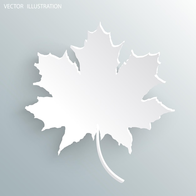 Vector maple leaf paper white on a gray background vector illustration