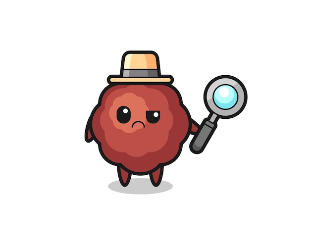 The mascot of cute meatball as a detective , cute style design for t shirt, sticker, logo element