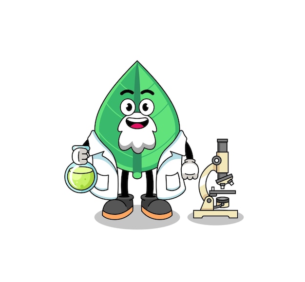 Mascot of leaf as a scientist