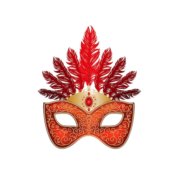 The mask carnival red with feathers