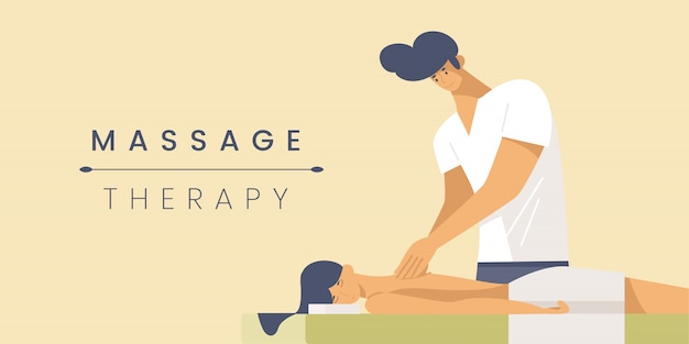 Vector massage therapy flat banner  template.