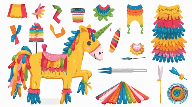 Vector materials for making mexican pinata in shape of horse