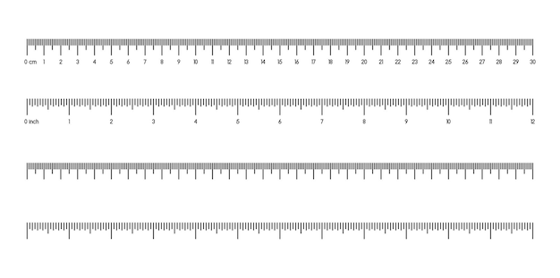 Measuring scale marking for rulers 30 cm 12 inch Vector EPS 10