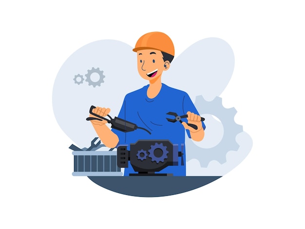 Mechanic Checking Illustration