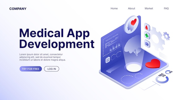 Medical App Development Web Banner Landing Page Template