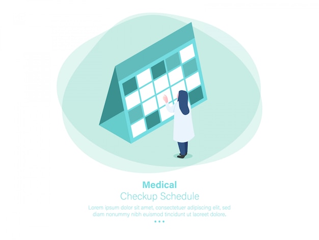 medical checkup schedule isometric design