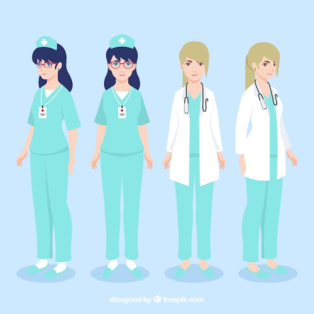 Vector medical doctor and nurse with flat design