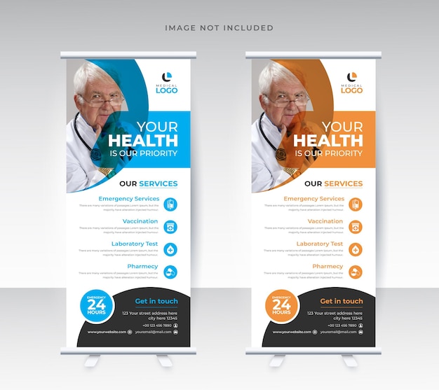 Medical health roll up display standee template