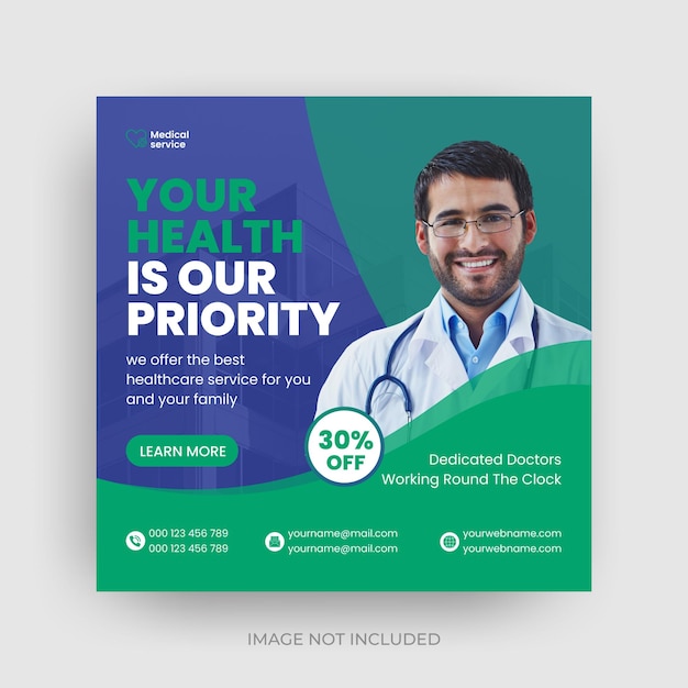 Medical healthcare  flyer social media post and web banner  template