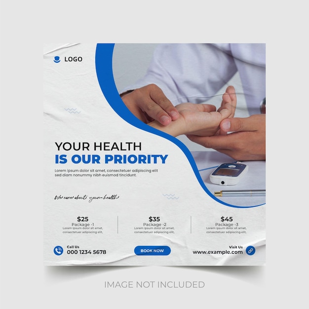 Medical healthcare flyer social media post web promotion banner template