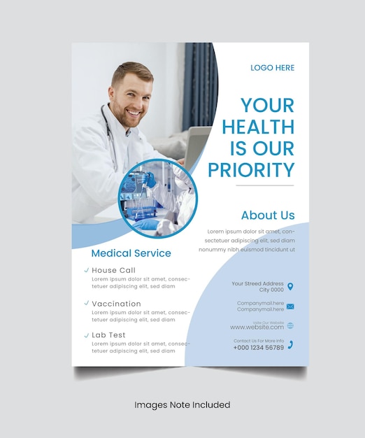 Vector medical healthcare flyer template design