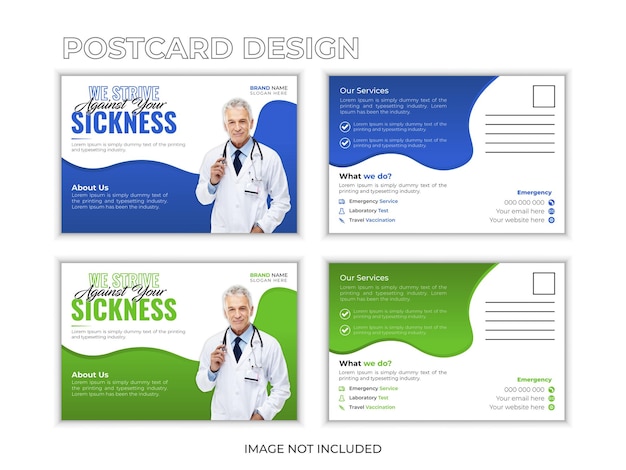 Vector medical postcard design template