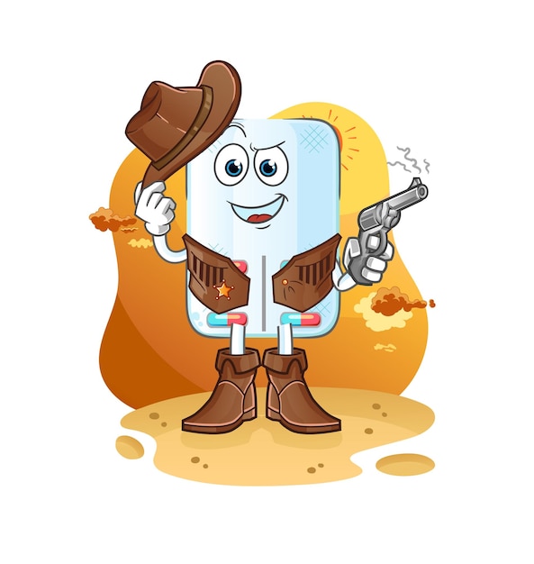 Vector medicine cowboy with gun character vector