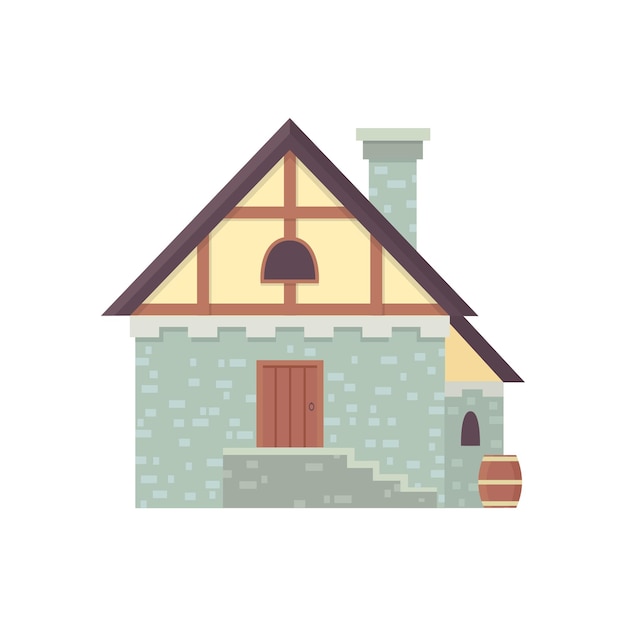 Medieval historical building old city house vector illustration