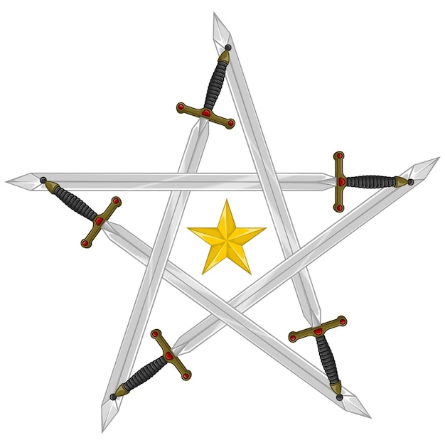 medieval swords forming a star