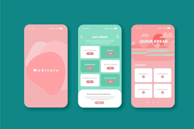 Meditation app interface concept