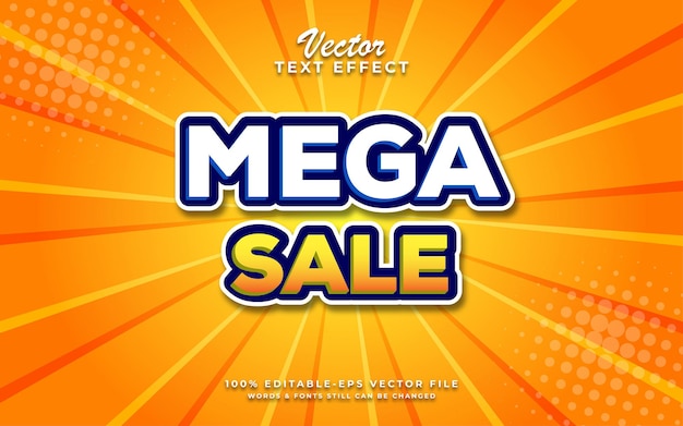 Vector mega sale editable 3d text effect design