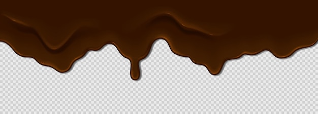 Melted milk chocolate dripping on an isolated background Wave of liquid dripping down from ab