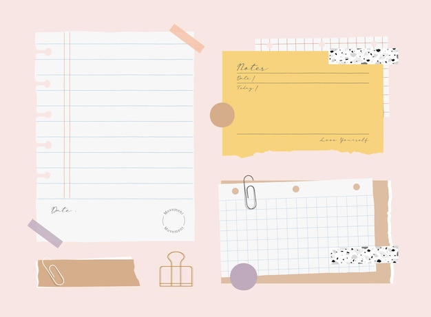 memo template A collection of striped notes blank notebooks and torn notes used in a diary or off