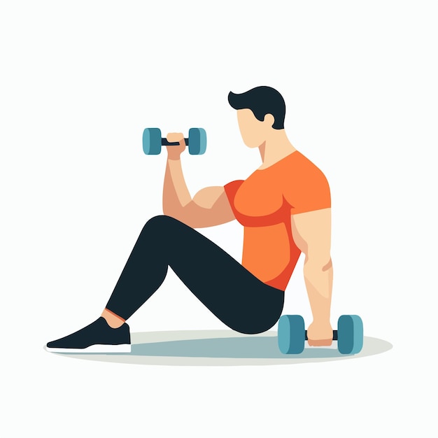 Vector men are at the gym with a flat design style