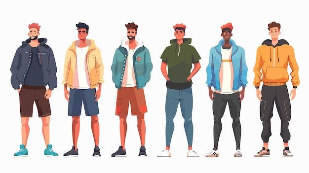 Vector men avatars with sportswear and casual clothing design