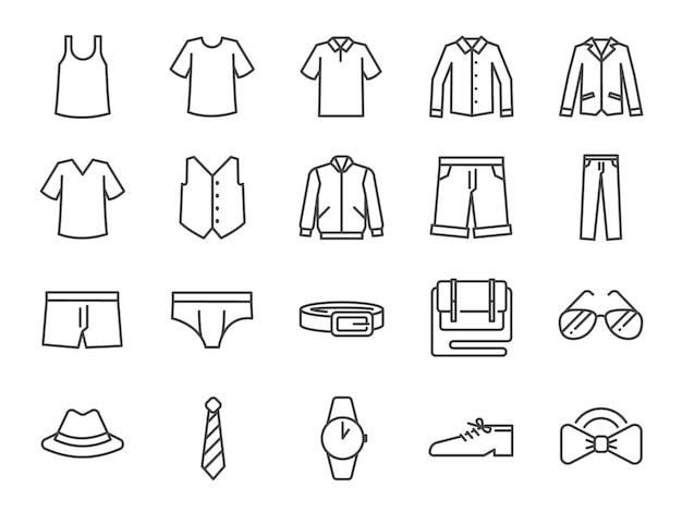 Vector men clothes icon set.