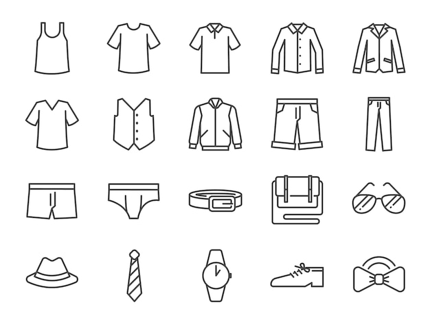 Men clothes icon set.