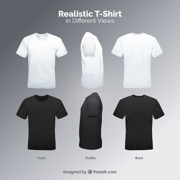 Men's t-shirt in different views with realistic style