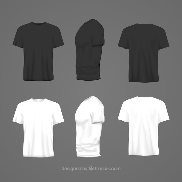 Men's t-shirt in different views with realistic style