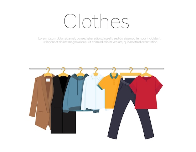 Men's and woman's clothes on hangers