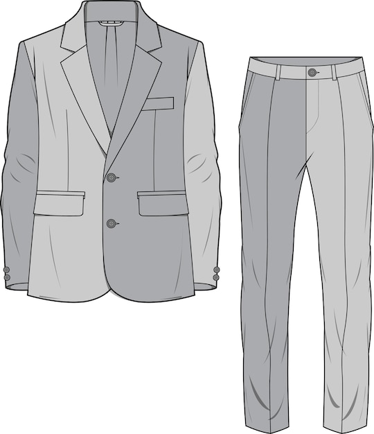 MEN SUIT FOR OFFICE AND CORPORATE WEAR SKETCH BLAZER AND BOTTOM SET THREE PIECE SUIT VECTOR