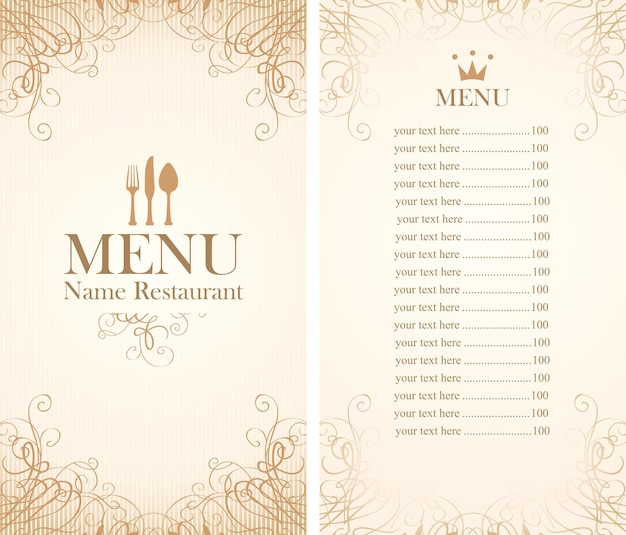 Vector menu for restaurant