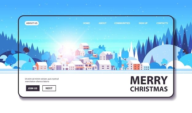Vector merry christmas happy new year winter holidays celebration concept greeting card landscape background horizontal copy space vector illustration