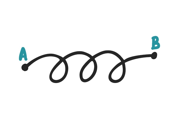 Messy line connecting points hand drawn vector illustration