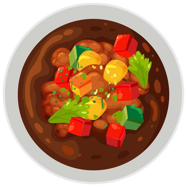 Vector mexican bean stew with vegetables