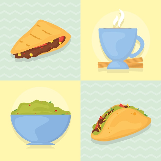 Mexican food icon set