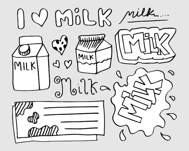 milk and dairy product doodlevector illustration