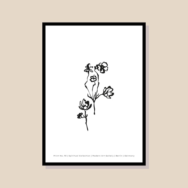 Minimal bohemian botanical illustration poster design for wall art gallery