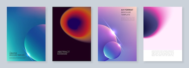 Minimal cover templates with colorful abstract gradient blurs and geometric 