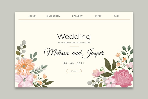 Minimal wedding landing page template