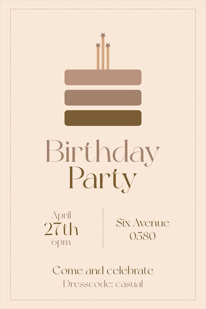 Minimalist birthday card invite template casual dresscode