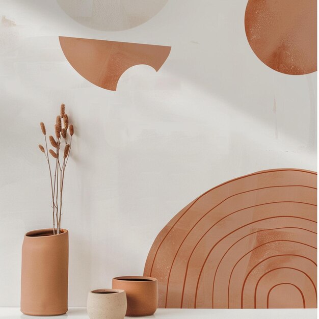 Vector minimalist boho japandi style shapes terracotta color