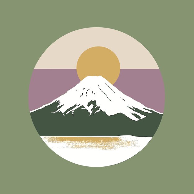 Vector minimalist colorful mount fuji graphic art design