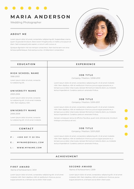 Vector minimalist cv template