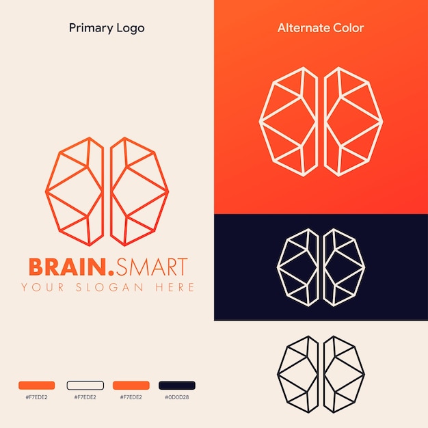 minimalist simple brain logo concept